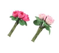 Yardwe 2 Miniature Flower Arrangement For Dollhouse Realistic Tiny Floral Bouquets in For DIY Micro Landscape Miniature Gardens And Doll Furniture Decoration