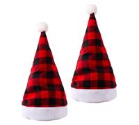 Yardwe 2 Pezzi Cappello Natalizio per Adulti Rosso Nero a Quadri, Stile | Tessuto, Riutilizzabile, Design Festivo, per Festa di Natale e Celebrazioni, Accessorio Elegante e Bello