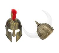 Yardwe 2 Pezzi Elmi Viking in Plastica Dorata per Uomo e Donna, Costume Carnevale Medievale, Accessorio Party Cosplay Confortevole e Riutilizzabile