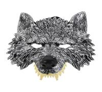 Yardwe 2 pezzi Maschera da Lupo Mezza Faccia in PU per Halloween Leggera e Traspirante per Feste e Cosplay Riutilizzabile e Comoda per Adulti