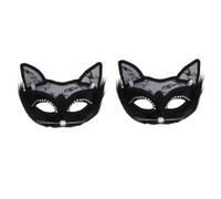 Yardwe 2 Pezzi Maschera Gatto in PVC Nero, Accessorio Costume Donna | Maschere da Carnevale, Stile Gatto per Adulti, Accessorio Cosplay, Uso Festa in Maschera e Party