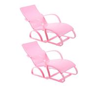 Yardwe 2 Pezzi Mini Sdraio Pieghevole Da Spiaggia, Per Bambole 11.5 Pollici, Rosa, Plastica, Accessori Gioco Di Ruolo Bambini