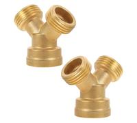 Yardwe 2 Pezzi Sdoppiatore Irrigazione in Ottone Oro a Tre Uscite | Connessione Rapida, Controllo Doppio Flusso, Resistente alle Intemperie, per Irrigazione e Cura del Paesaggio