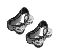 Yardwe 2 Pezzi Sonaglio Del Piede Strumento a Percussione Strumento Di Esecuzione Sul Palco Campana a Percussione Ritmica Tamburello Per i Piedi Strumenti Unici Black Plastica