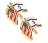 Yardwe 2 pezzi Spille da Bavero Doppia Bandiera Israele Usa Spilla Metallo Decorativa per Abbigliamento Zaino Adatta Feste e Cerimonie Facile da Fissare e Rimuovere