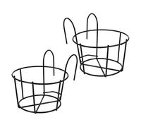 Yardwe 2 Pezzi Supporto Fioriere da Appendere alla Ringhiera in Ferro Nero | Ganci Inclusi, per Balcone e Giardino, Struttura Piccola, Soluzione Sospesa Pratica