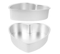 Yardwe 2 Pezzi Tortiera a Forma di Cuore in Lega di Alluminio, Antiaderente | Stampo Versatile per Dolci, per Feste di Compleanno, Riunioni Familiari e San Valentino, Argento