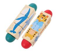 Yardwe 2 Wooden Animal Rotating Puzzle Toy for Montessori Educational Spin Puzzle with Bright Colors Premium Wood Early Learning And Cognitive Development