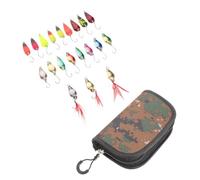 Yardwe 20 Pezzi Esca Artificiale Spoon Lure a Due Lati in Ferro, | Pesca in Acqua Interna e Riva, Riflette la Luce, Facile da Controllare, Borsa Portaoggetti