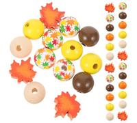 Yardwe 200 Pezzi Perline di Legno Arancia Fori per Bigiotteria Autunnale | Tema Festa D'autunno, Forma Rotonda Liscia, per Laboratori Creativi, Decorazioni Tavola e Bracciali