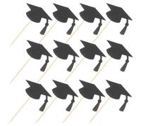 Yardwe 24 Pezzi Decorazioni per Torta di Laurea Nero in Carta e Legno Cappello da Laurea Design Creativo per Feste a Tema Scuola