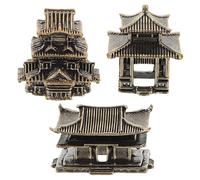 Yardwe 3 Pezzi Mini Pagoda in Ottone Dorato, Decorazione Compatta da | Design Giapponese Zen, Intaglio Dettagliato e Bassa Manutenzione, per Scrivania e Acquario