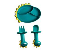 Yardwe 3 Pezzi Piastra in silicone posate per che allena fork cucchiaio per Training Table stoviglie che mangia posate Gel di silice Black