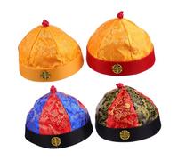 Yardwe 4 pezzi Cappelli Qing con per Cosplay e Performance Copricapo Imperatore Cinese in Broccato Accessori Tradizionali per Fotografia e Danza Adulta