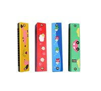Yardwe 4 Pezzi Harmonica Legno per Strumenti Musicali Educativi e Doppia Riga Giocattoli Colorati per Sviluppare Abilità Motorie e Uditive Stile Random