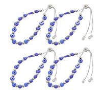 Yardwe 4pezzi Braccialetto Occhio Diabolico e Catena Regolabile Perline Distanziatrici e Ciondolo Forma Di Occhio Braccialetto Anti-malocchio Da Donna