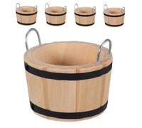 Yardwe 5 Pezzi Mini Secchielli in Legno con Manico per Casa delle Bambole Accessori Miniatura Decorativi per Cucina e Giardino Ornamenti Dettagliati per Micro Paesaggi e Scenografie