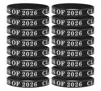 Yardwe 50 Pezzi Silicone Braccialetto Laurea Classe 2026 Nero | Flessibile, Adatto alla Maggior Parte dei Polsi, Stile Minimale, per Celebrazioni di Fine Anno e Feste