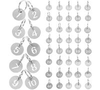 Yardwe 50 pezzi Targhette Numerate Acciaio Inossidabile Portachiavi Rotondi per Gestione Chiavi Ufficio Casa Hotel con Etichette Identificative Leggere e Resistenti