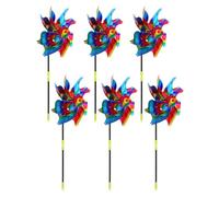 Yardwe 6 Pezzi Girandole Riflettenti in PVC per Giardino e Cortile, Mulino a Vento Decorativo Effetti Visivi Lucenti, Spaventapasseri per Uccelli da Esterno