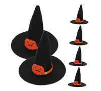 Yardwe 6 Pezzi Mini Cappelli Strega Feltro Nero per Halloween Decorazioni per Bambole e Bottiglie Vino Feste Tema