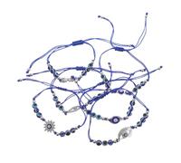 Yardwe 6pezzi Braccialetto con Ciondolo Occhio Turco e Perline Distanziatrici Artigianali Regolabile per Donne per Feste Preghiere e Regali