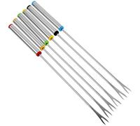 Yardwe 6pezzi Forchette Barbecue in Acciaio Inox per Carne Frutta e Dessert Punta Affilata e Manico Isolante Utensili Multifunzionali per Grigliate e Fondute Colori Misti Arancione Verde