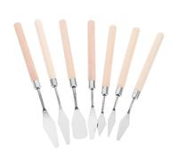 Yardwe 7 Pezzi Set di Spatole per Pittura ad Olio con Lame in Acciaio Inossidabile e Manici in Legno Beige, Strumento Raschietto Affidabile per Progetti Creativi e Esperienze di Pittura