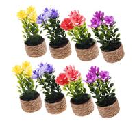 Yardwe 8 Miniature Potted Plants Mini Fake Greenery Bonsai For Dollhouse Accessories Tiny Simulated Plant Branches Space-saving Decoration For Fairy Gardens And DIY Crafts
