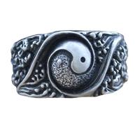 Yardwe Anello Taoista da Uomo in Rame Stile Vintage, Gioielli Cinesi Maschili per Feste e Cerimonie, Accessorio Retrò Ispirato al Taoismo Design Simbolico