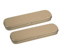 Yardwe Astuccio per Penne in Latta 2 Pezzi Colore Oro, Custodia Pratica e Protettiva in Lamiera, Design Semplice e Raffinato per Studenti, per Organizzare Matite