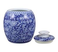 Yardwe Barattolo di Ceramica Blu e Bianca Stile Cinese da 1050ml Coperchio, Contenitore Multifunzionale per tè, Noci e Cibi Secchi, Come Decorazione da Tavolo