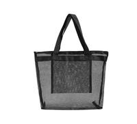 Yardwe Borsa a Rete da Spiaggia Nera in Poliestere, Capiente e Lavabile | Tote Versatile per Acquisti Quotidiani e Snack, Leggero, Resistente, Pieghevole, Ampia Capacità