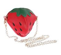 Yardwe Borsa a Tracolla a Forma di Fragolina Rossa con Tracolla a Catena Borsa Portaoggetti per Bambine Pochette con Cerniera Liscia per Uso Quotidiano