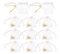 Yardwe Bracciale Religioso Rosario Con Forma Luna Piena E Croce Colore Bianco Set 12 Pezzi Per Comunione Matrimonio Benessere Spirituale