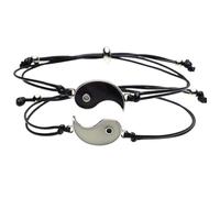 Yardwe Braccialetti Yin Yang Regolabili in Corda Nera Luminosi al Buio per Coppie e Amici, Braccialetti di Coppia Abbinati Simbolo di Amicizia e Unione, Idea Regalo per Anniversario