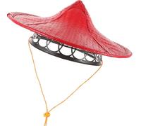 Yardwe Cappello Samurai in Bambù Rosso Cordino Regolabile, Leggero e Portatile per Cosplay e Uso Quotidiano, Design Tradizionale Giapponese Finiture