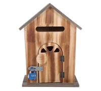 Yardwe Cassetta Postale da Esterno Vintage in Legno, a Parete, Chiudibile | Forma a Casetta, Stile Rustico e Moderno, per Ingresso e Porta Esterna, Manutenzione Semplice