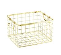 Yardwe Cestello Portaoggetti in Ferro Oro Manici, Organizer Casa | Struttura a Filo Aperta e Saldata, Fondo Appesantito, per Bagno, Cucina, Dispensa e Piccoli Oggetti