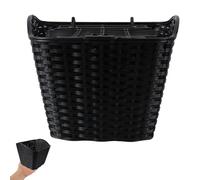 Yardwe Cestino Bicicletta Anteriore Vimini in Plastica con Grande capacità e Coperchio, Cestino Bici Elettrica Stile Retro per Confortevole