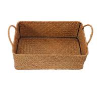 Yardwe Cesto Portaoggetti in Alga Marina Intrecciato Artigianalmente, | Design Rustico e Boho, Struttura Aperta con Sezioni Dedicate, per Bagno e Comodino, per Trucco e Asciugamani