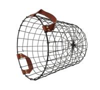 Yardwe Cesto Rotondo in Ferro Battuto per Legna da Ardere, Capiente con Struttura Ventilata Adatto per Barbecue Esterni e Arredamento Rustico