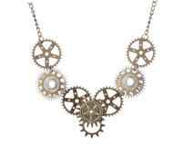 Yardwe Collana Ciondolo Steam Gear Vintage a Forma di Ingranaggio Tondo Gioielli Creativi Steampunk da Donna Accessori per Collo Eleganti per Feste e Occasioni Speciali