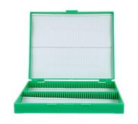 Yardwe Contenitore Porta Vetrini da Microscopio 100 Slot in Plastica Resistente Coperchio Scorrevole e Numerazione per Conservazione Ordinata Diapositive Scientifiche