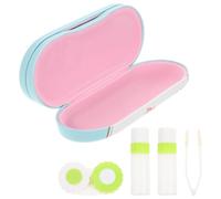 Yardwe Custodia Occhiali Doppio Strato in PU e Tessuto Floccato Custodia Porta Lenti a Contatto Portatile Specchio Resistente All’Usura per Viaggi e Uso Esterno