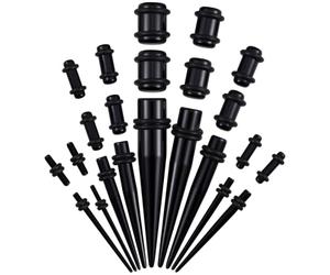 Yardwe Dilatatori Orecchie a Cono in Acrilico Nero, 23 Pezzi | Stretching Orecchio Confortevole, Uso Pratico, per Lobi Orecchie, Espansori Leggeri e Resistenti