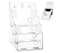 Yardwe Espositore per Brochure in Plastica Trasparente a 4 Scomparti, Organizer da Scrivania Multi-Tier per Riviste e Documenti, Design Elegante e Semplice