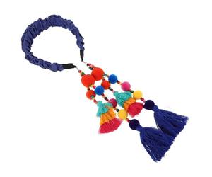 Yardwe Fascia per Capelli in Stile Cinese per Neonata Fascia Spessa con Nappe Colorate e Pompon Copricapo Retrò Carino per Bambine Accessori per Capelli Graziosi per Uso Quotidiano e Fest