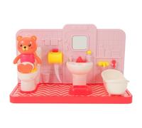 Yardwe Giocattolo per l'addestramento al vasino: grazioso set da bagno per casa delle bambole a forma di orso - set da gioco per il bagno di finzione - da gioco educativo 3 in 1 per giochi di