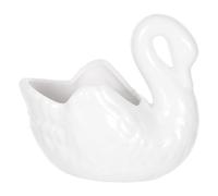 Yardwe Lovely Swan Vaso da fiori in ceramica con foro di scarico, fioriera in porcellana bianca per piante grasse, vaso decorativo per casa e ufficio, 11,1 x 6,9 x 9,5 cm